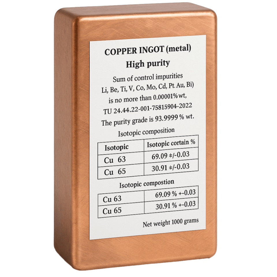 Gürtuz İzotop Bakır – %99.999 Saflık, Doğal İzotop Oranı