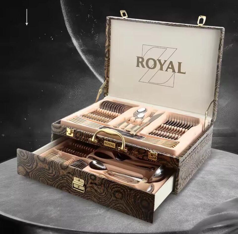 304 Paslanmaz Çelik Royal Seri 114 Parça Çatal Kaşık Bıçak Takımı