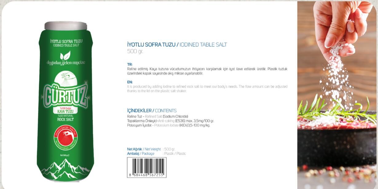 Gürtuz İyotlu Kaya Tuzu 500 Gram