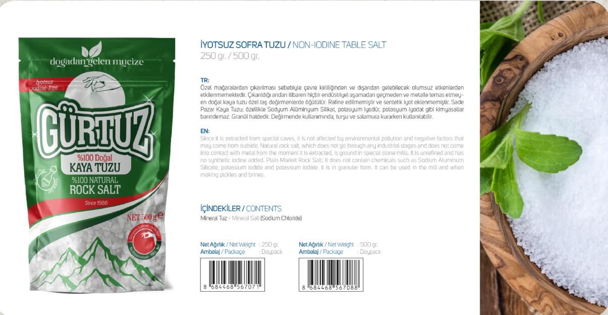 Gürtuz Değirmenlik Kaya Tuzu Doypack 250 Gram