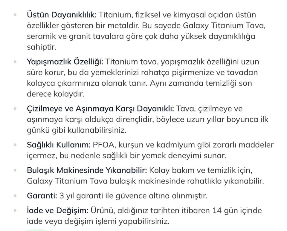 ÇELİK ÜZERİNE TİTANYUM KAPLAMA  ÇELİK TAVA 36 CM