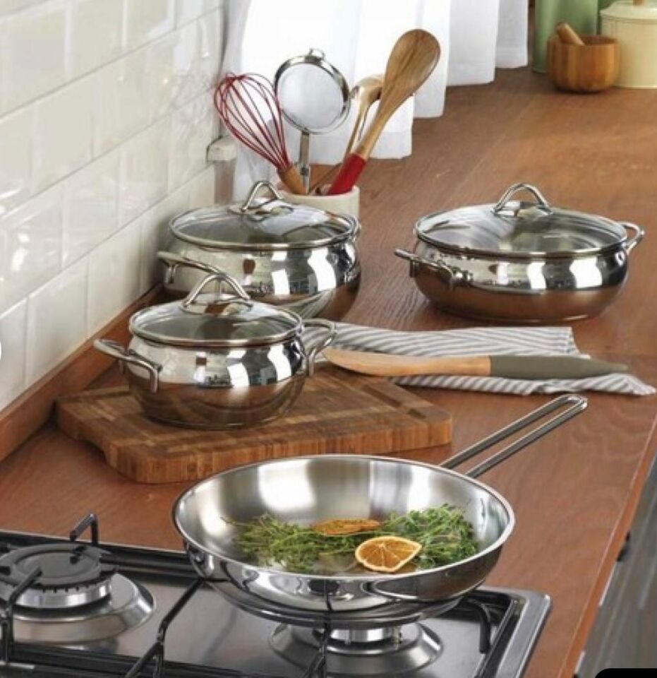 ÇELİK TENCERE & TAVA 32 CM 34 CM 36 CM 3'LÜ SET