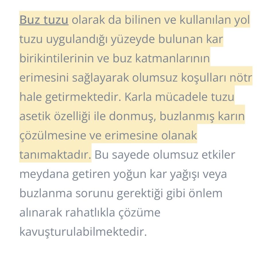 Buzlanma Önleyici Yol Tuzları