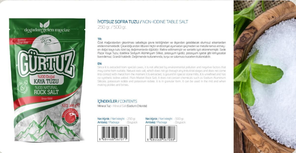 Gürtuz Değirmenlik Kaya Tuzu Doypack 500 Gram