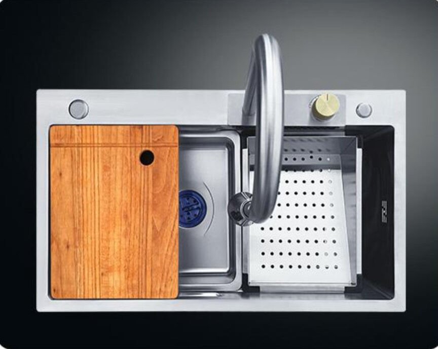 Dijital Ultrasonik Akıllı Evye – Ev, İşyeri ve Otel Kullanımı, Uzaktan Kumandalı, Bıçak Tutucu Özellikli