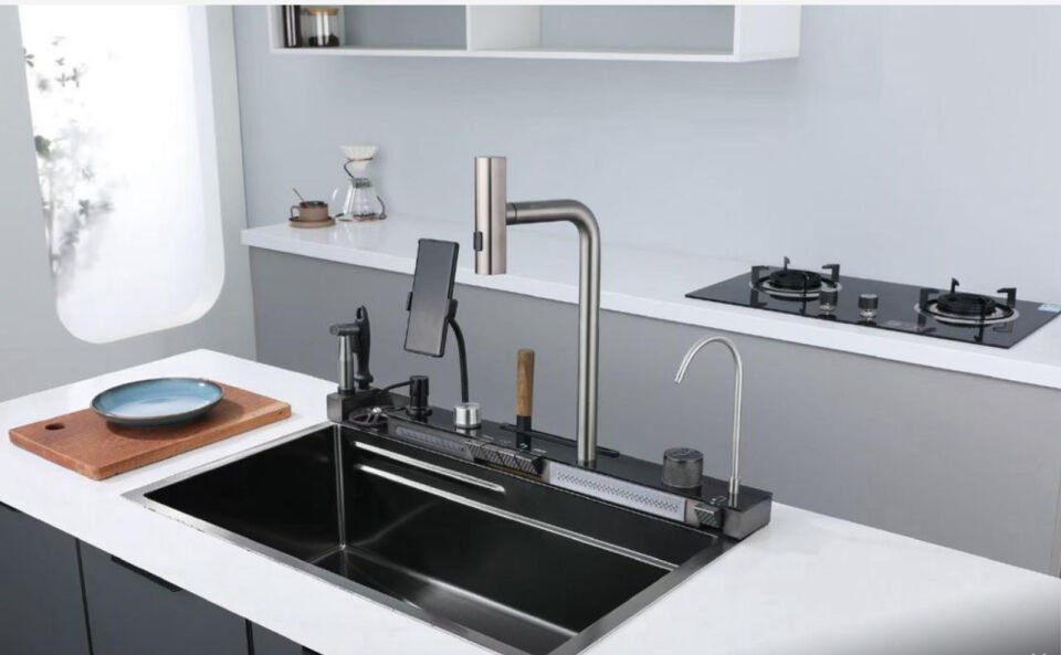 Dijital Ultrasonik Akıllı Evye – Ev, İşyeri ve Otel Kullanımı, Uzaktan Kumandalı, Bıçak Tutucu Özellikli