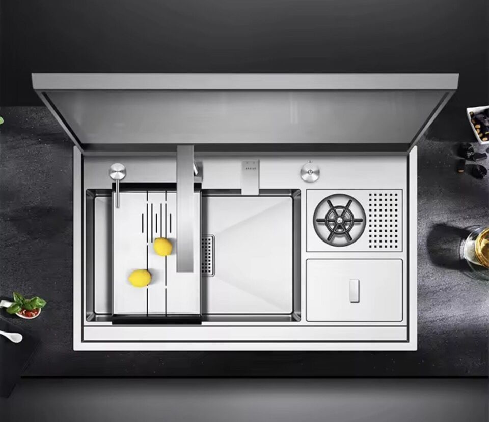 Orta Boy Kapaklı Ultrasonik Akıllı Evye – Ev, İşyeri İçin, Uzaktan Kumandalı