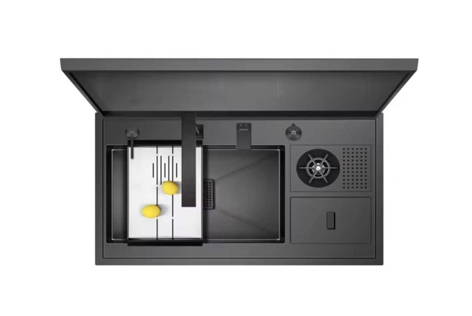 Orta Boy Kapaklı Ultrasonik Akıllı Evye – Ev, İşyeri İçin, Uzaktan Kumandalı