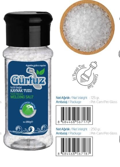 Gürtuz Kendinden Değirmenli Doğal Yıkanmış Kaynak Tuzu 125 Gram