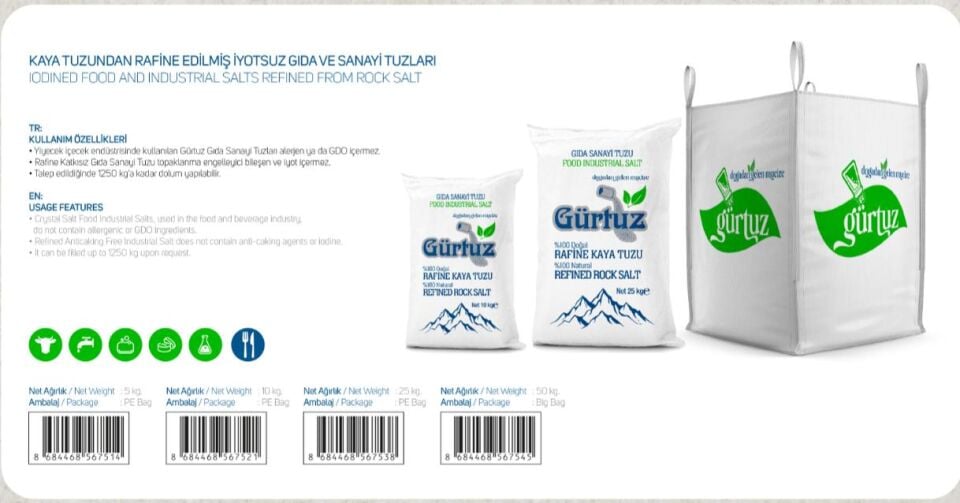 Gürtuz İyotsuz Gıda Sanayi Tuzu 25 Kg