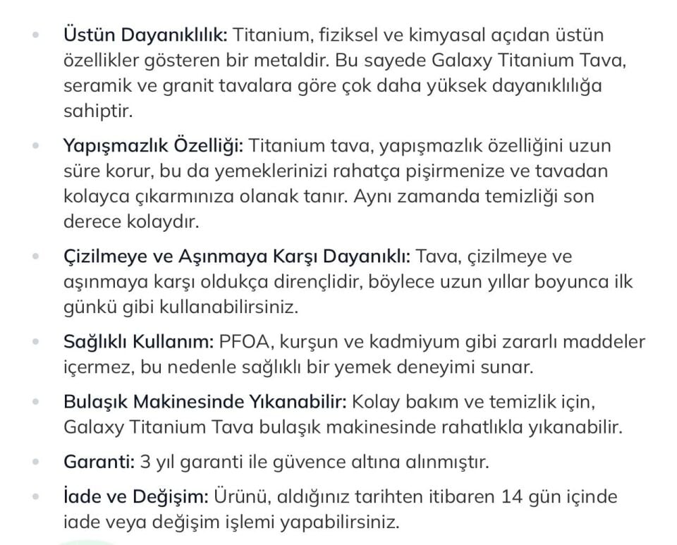ÇELİK ÜZERİNE TİTANYUM KAPLAMA  ÇELİK TAVA 36 CM