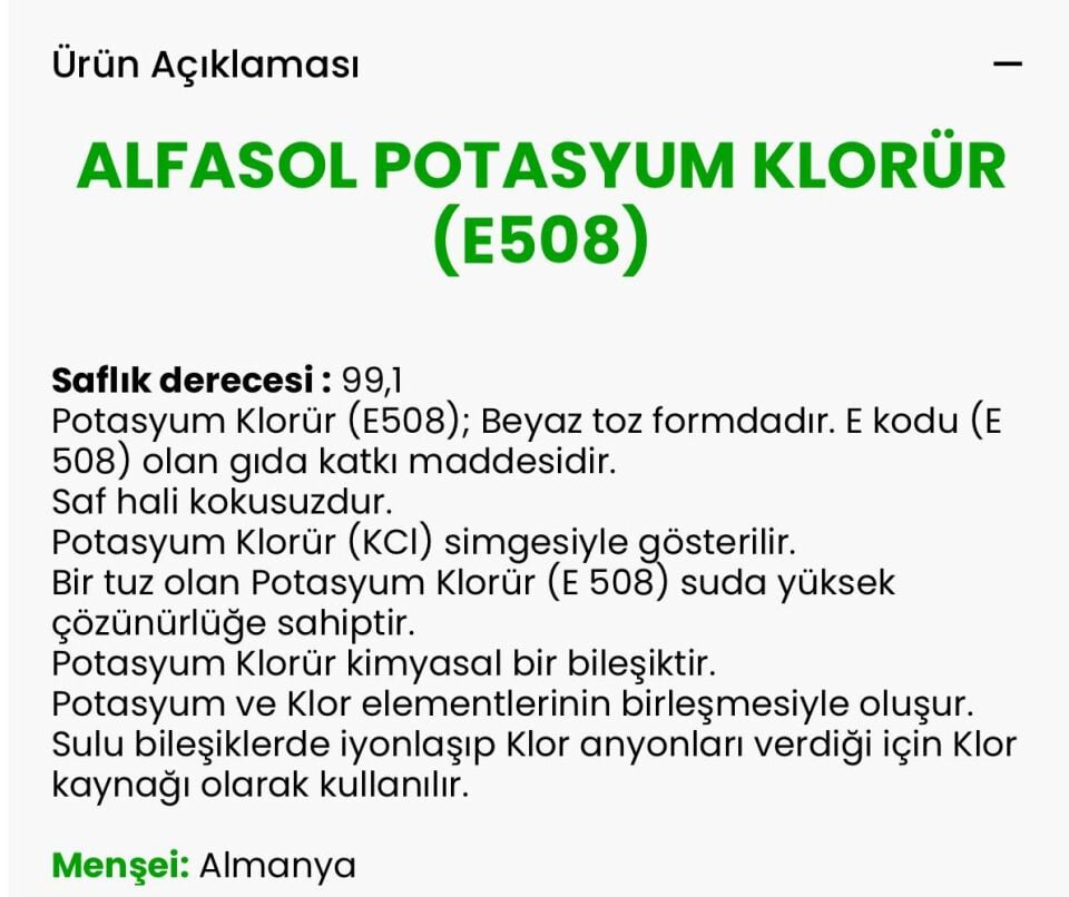 KCL (Potasyum Klor) Alman