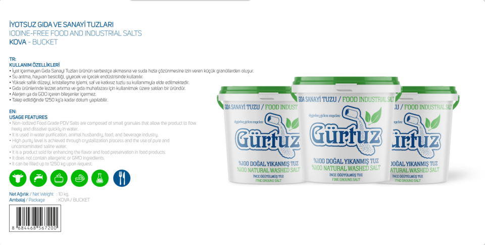 Gürtuz İyotlu İyotsuz Yıkanmış Kaynak Tuzu