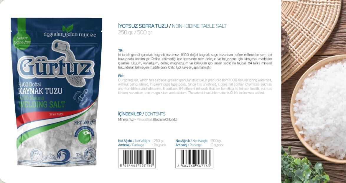 Gürtuz Değirmenlik Kaynak Tuzu Doypack 500 Gram